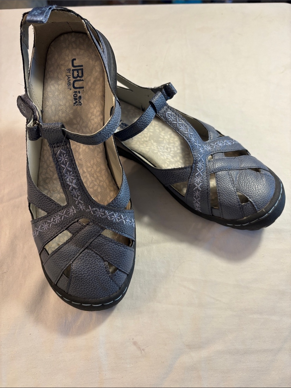 JBU by Jambu Cynthia Mary Jane, Blue Cutout Closed-Toe Sandals, SZ 8.5 EUC
